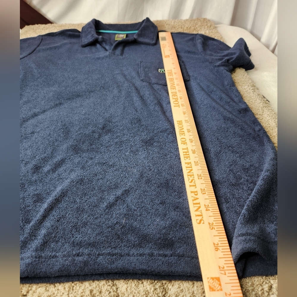 Houston White Adult Johnny Satin Trim Terry Short Sleeve Shirt - Navy Blue M - Picture 8 of 10